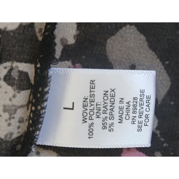 Logo Lori Goldstein  Womens Vest Large Open Front Sleeveless Art Black Pink Gray - Picture 11 of 11